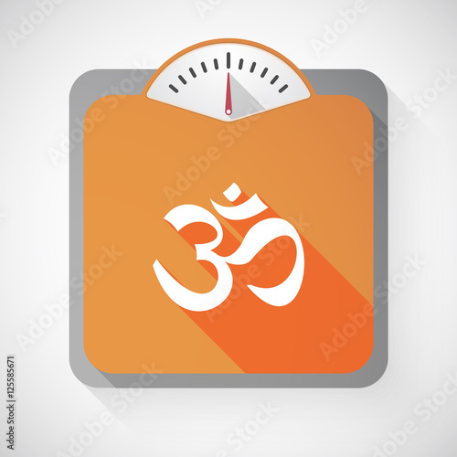 Long shadow weight scale with an om sign