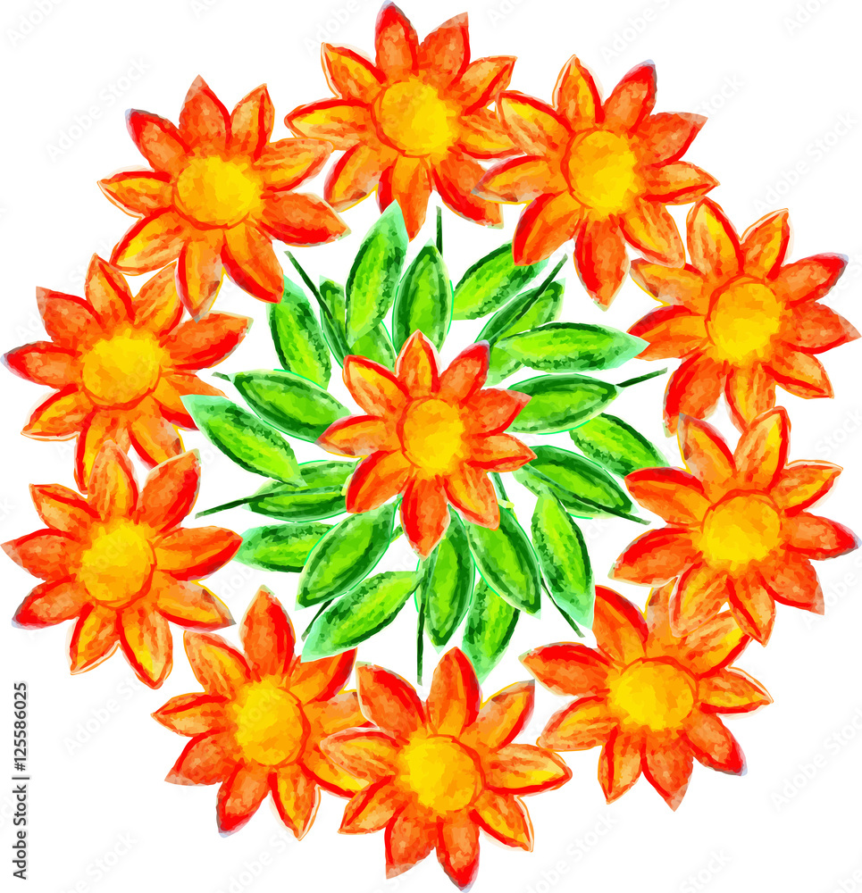Obraz premium Hand painted watercolor wreath made in vector.
