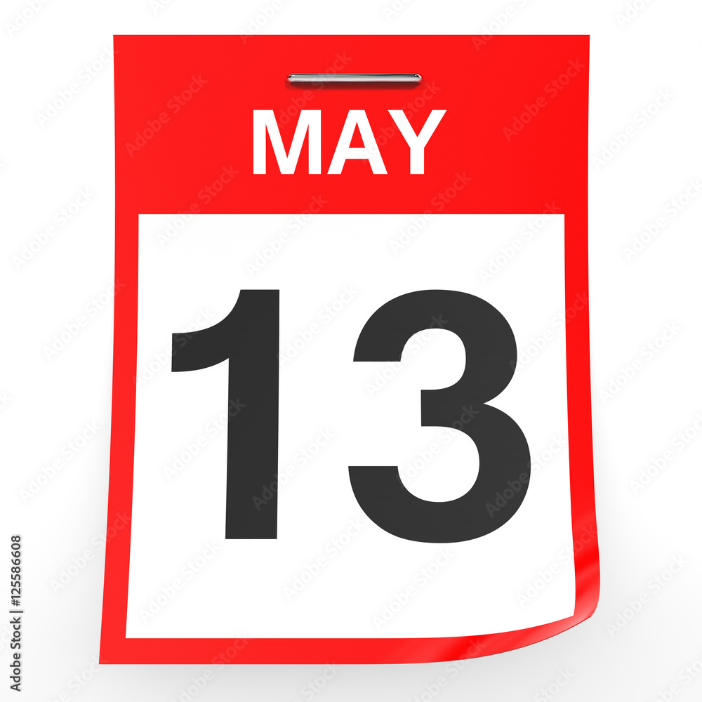 May 13. Calendar on white background. May 13. Calendar on white background.