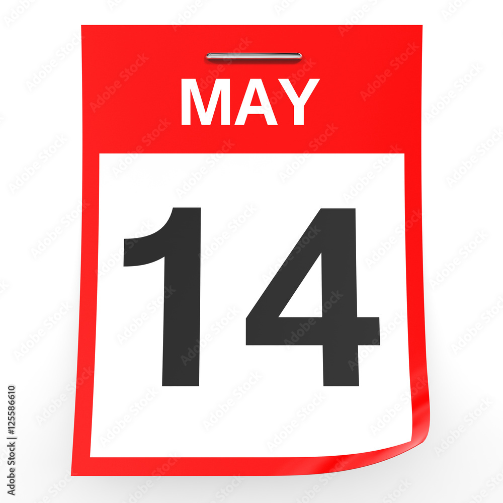 May 14. Calendar on white background. May 14. Calendar on white background.