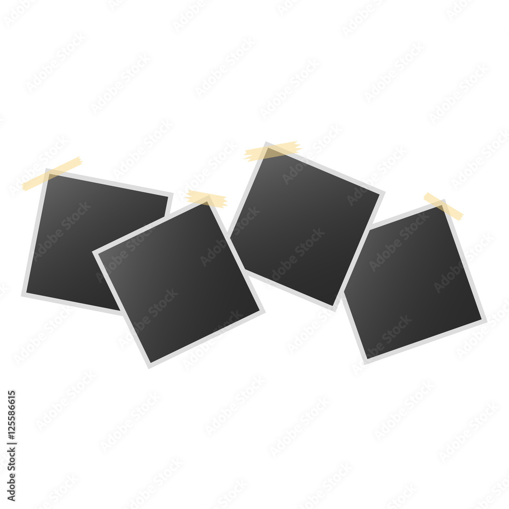 Realistic vector photo frame on pin isolated on white background. Template photo design. Vector illustration Realistic vector photo frame on pin isolated on white background. Template photo design. Vector illustration