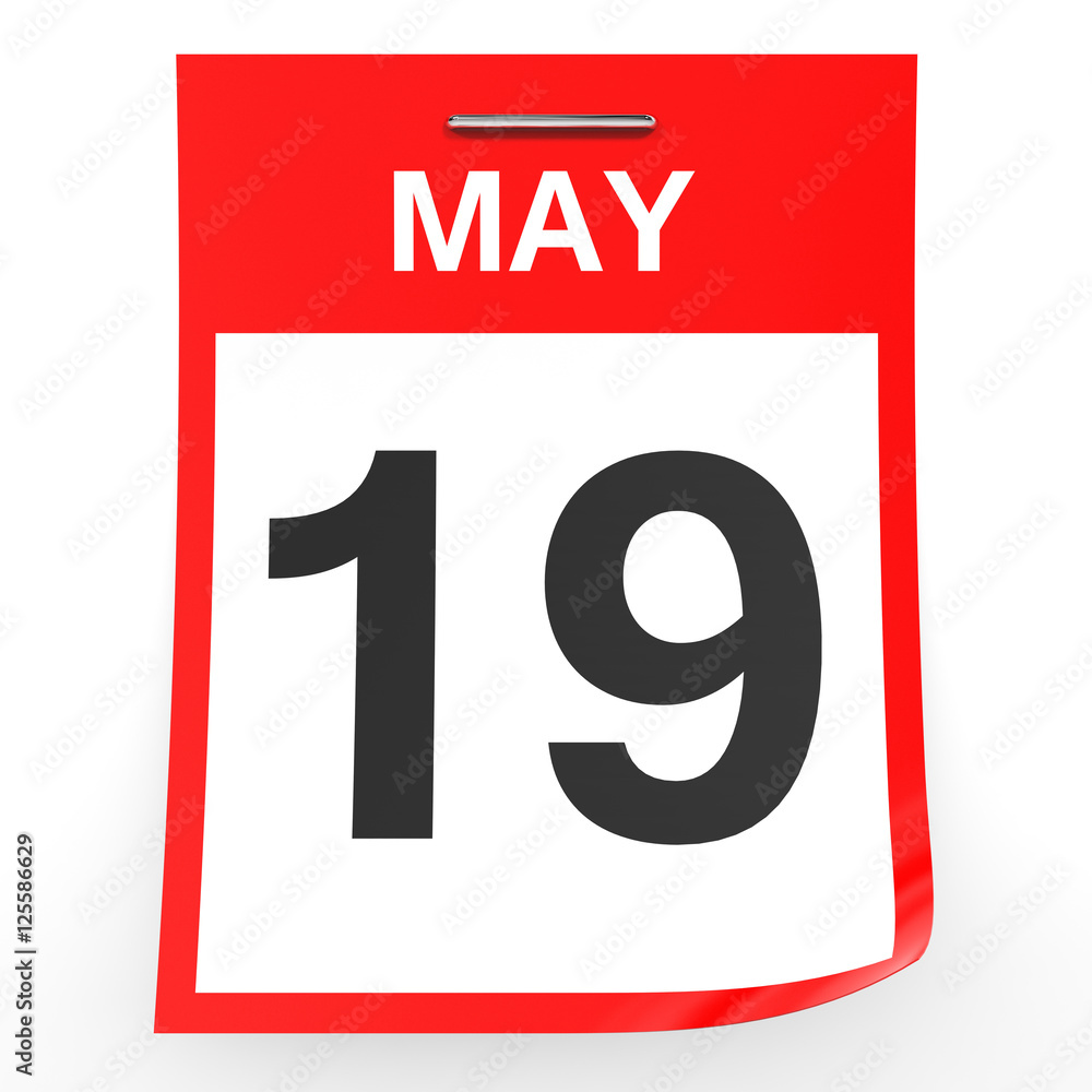 May 19. Calendar on white background. May 19. Calendar on white background.