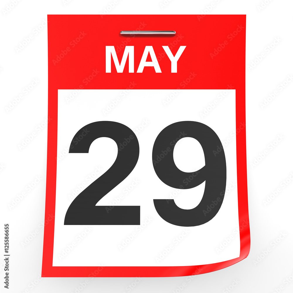 May 29. Calendar on white background. May 29. Calendar on white background.