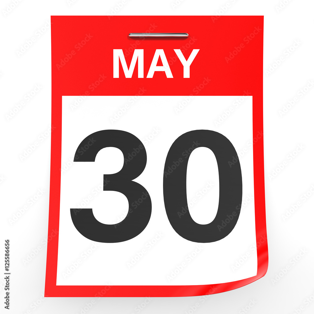 May 30. Calendar on white background. May 30. Calendar on white background.