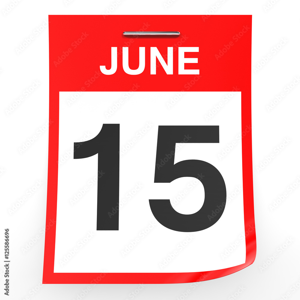 June 15. Calendar on white background. June 15. Calendar on white background.