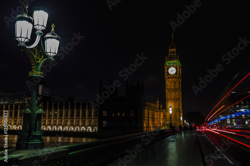 London, England, UK. London at night, river Thames and traffic l