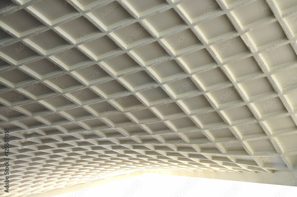 Cable-stayed-span overlap of a building with a filling of the caisson concrete slabs. Cable-stayed-span overlap of a building with a filling of the caisson concrete slabs.