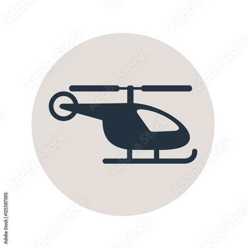 Icono plano helicoptero en circulo gris
