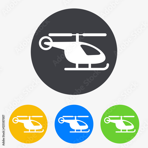 Icono plano helicoptero en circulo varios colores