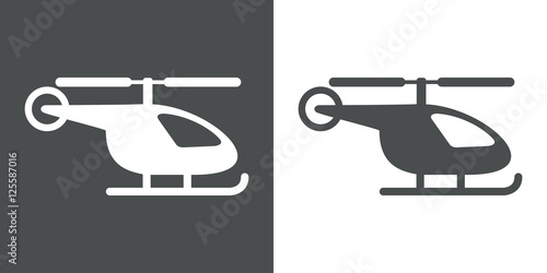 Icono plano helicoptero gris y blanco