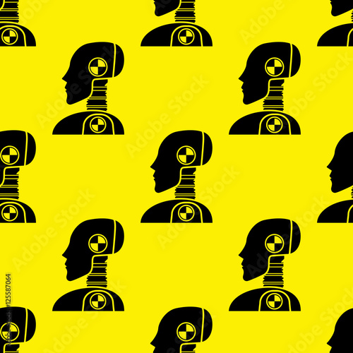 Icono plano patrón con crash test dummy fondo amarillo