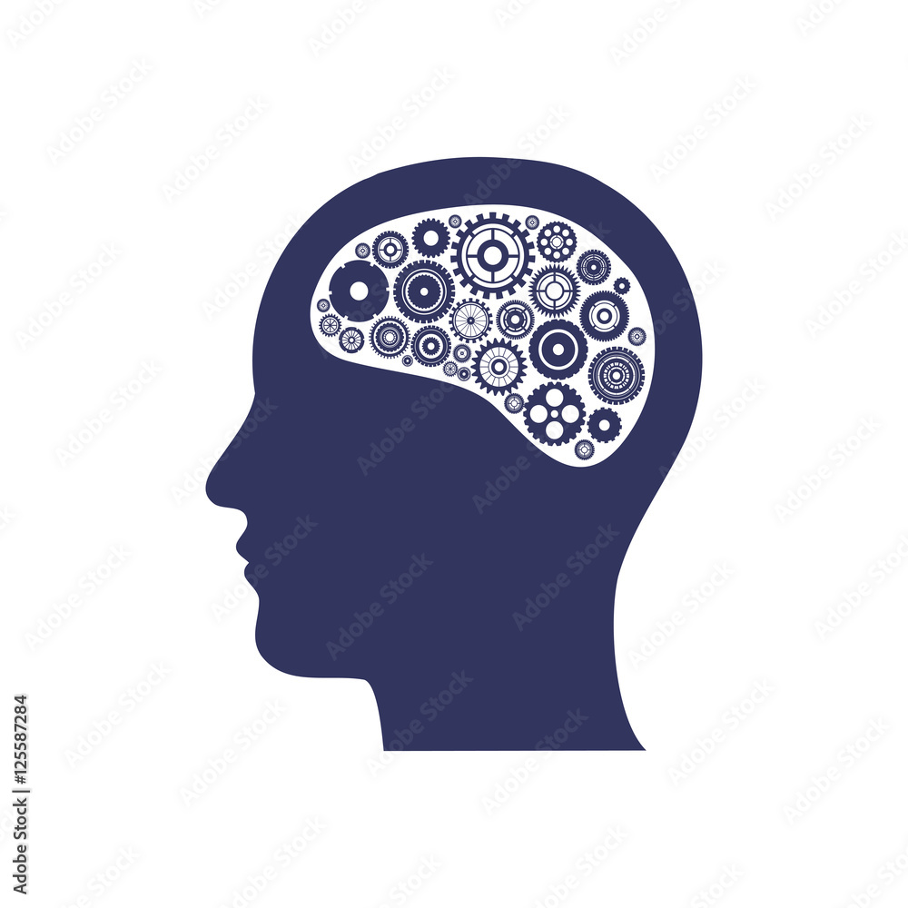silhouette of head with gear in the brain vector illustration silhouette of head with gear in the brain vector illustration