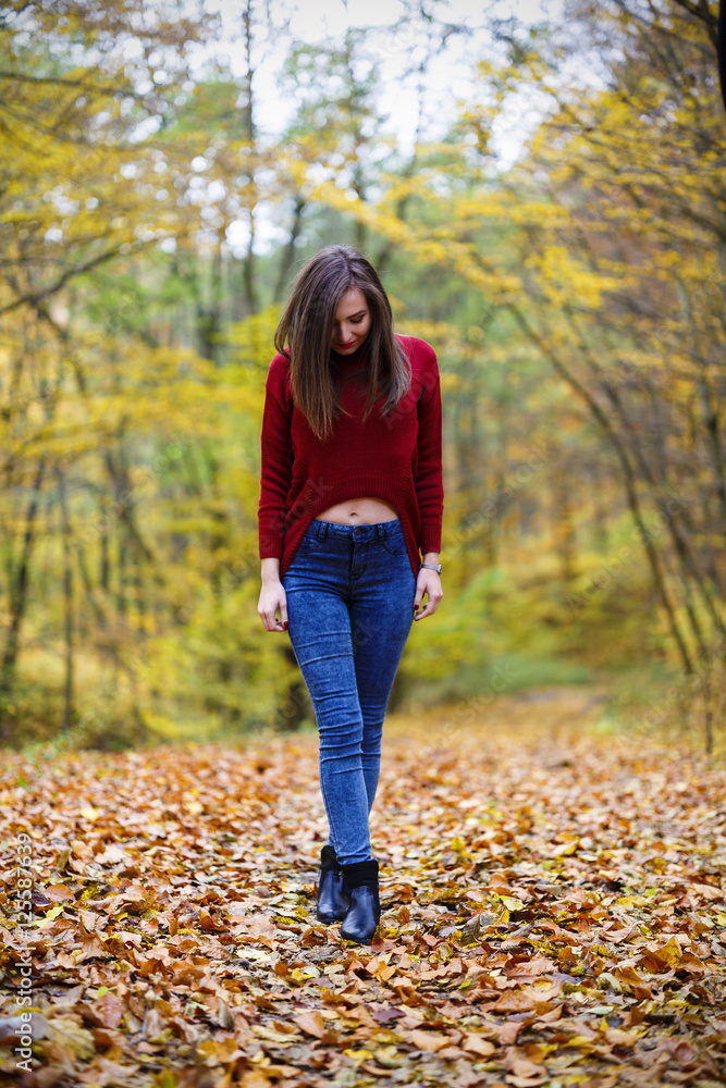 Beautiful woman in autumn park Beautiful woman in autumn park