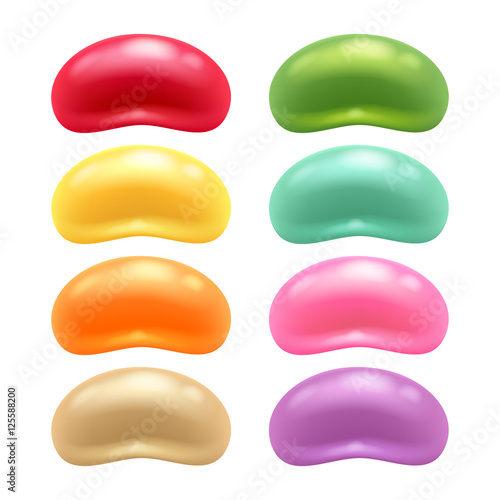 Round colorful jelly beans set. photo