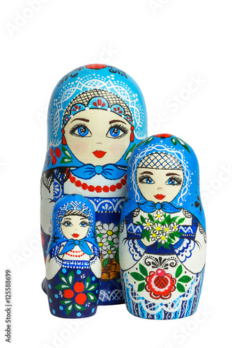 Three traditional Russian matryoshka dolls © fabrikanes