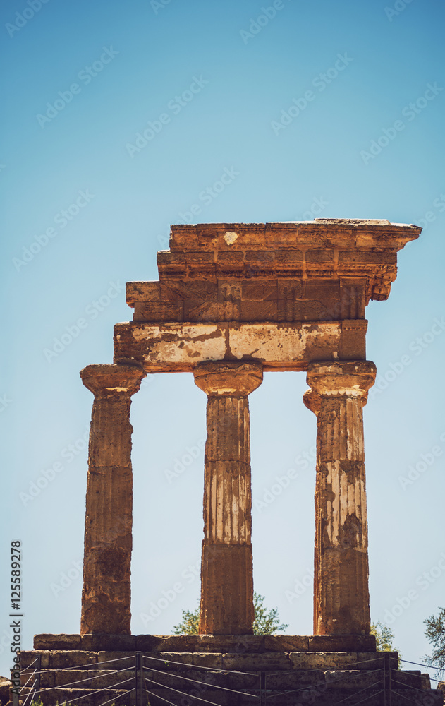 View of the Valley of the Temples in Agrigento, Sicily, Italy View of the Valley of the Temples in Agrigento, Sicily, Italy