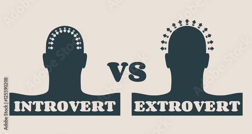 extrovert and introvert metaphor. Image relative to human psychology photo