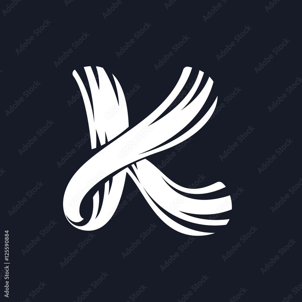 Fototapeta premium K letter logo script typeface.