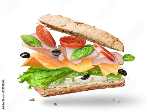 Ciabatta Sandwich with Lettuce, Tomatoes, Ham