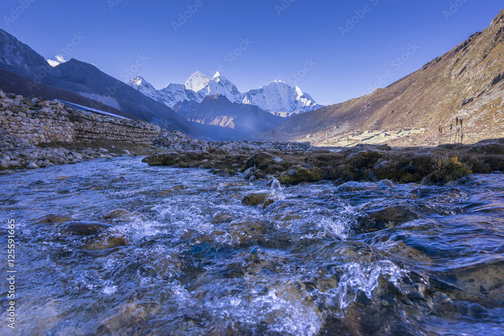 Beautiful Landscape of Pheriche Village (4240 m). Route of Lukla-Everest base camp. East Nepal, Himalayas