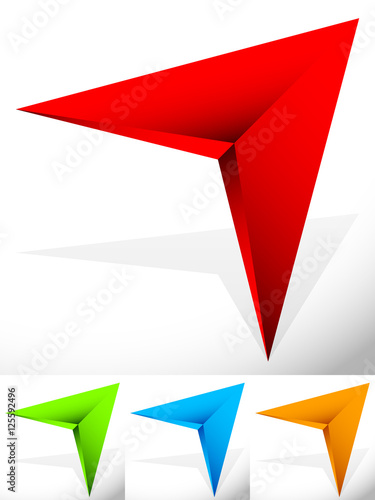 Sharp edgy 3d arrow icon in more color with bevel effect