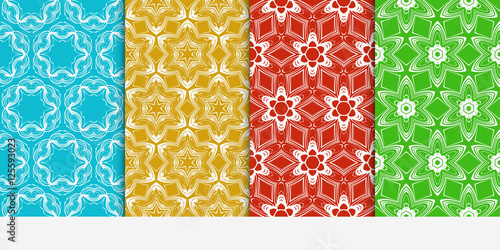 set of 4 floral seamless pattern. abstract geometry shape. vector illustration. modern ornament