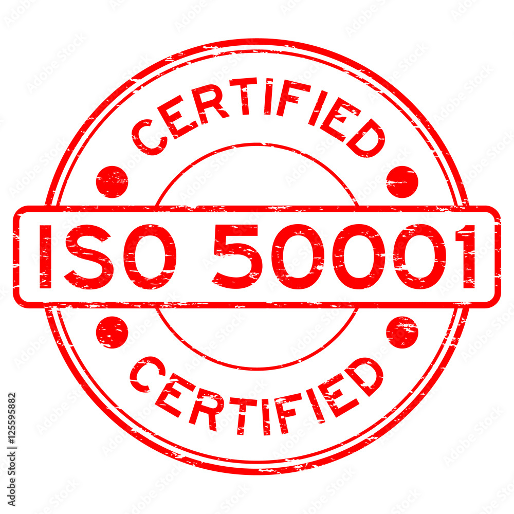 Grunge red ISO 50001 certified rubber stamp Grunge red ISO 50001 certified rubber stamp