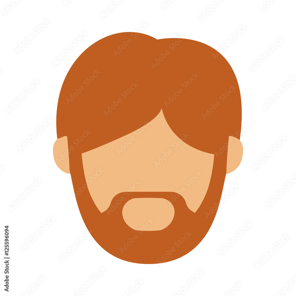 head man with redhead beard without face vector illustration