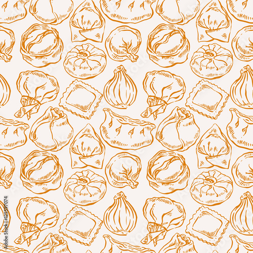 seamless variety of sketch dumplings