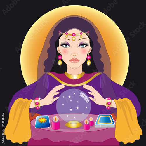 Fortuneteller on  Black Background