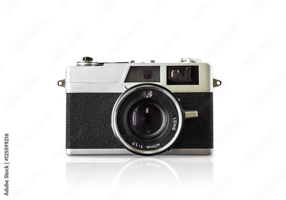 old Rangefinder camera isolated on white background