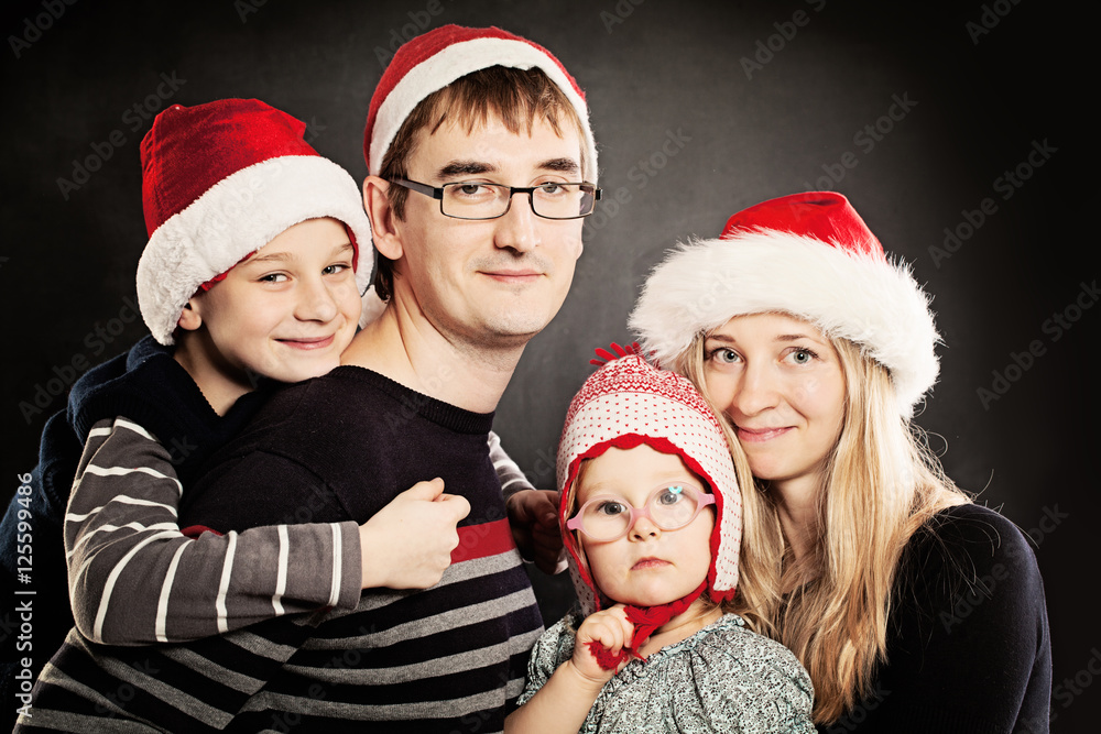 Happy Christmas Family. Xmas Children with Mother and Father Happy Christmas Family. Xmas Children with Mother and Father
