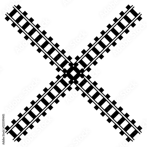 Illustration w railway track, rail road silhouette