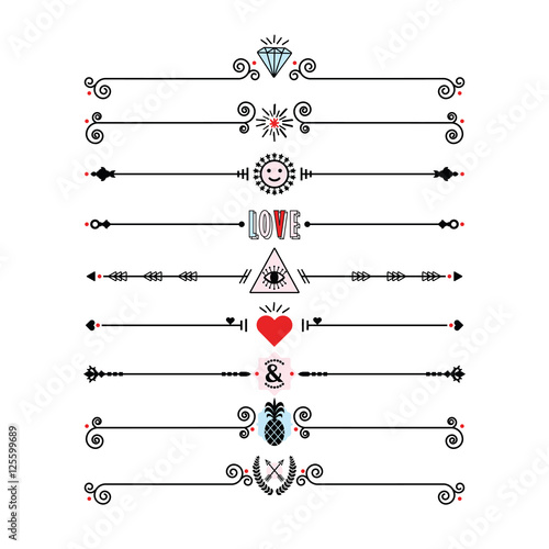 Colorful modern retro fun dividers icons set on white background