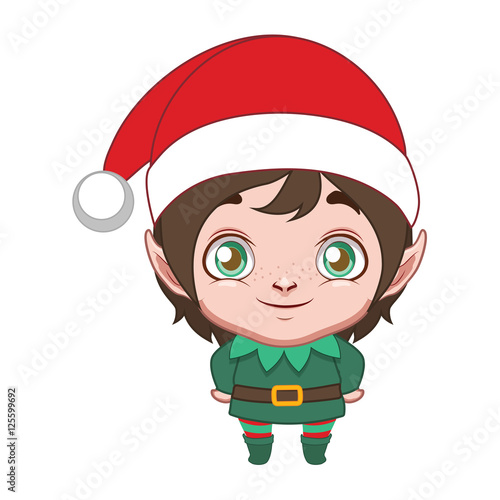 Cute elf helper with Santa hat