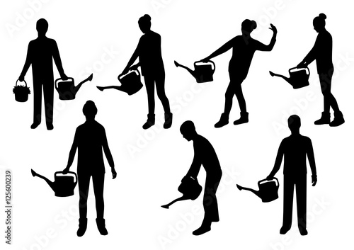 People with watering can silhouettes