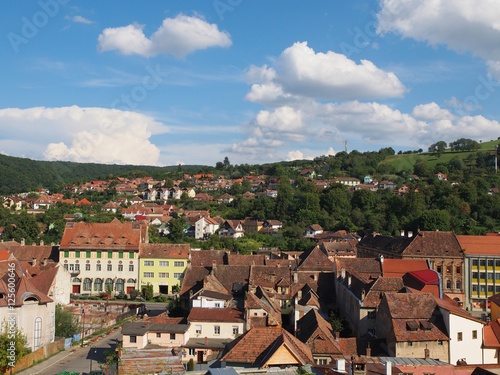Foto High view of the Sighisoara city, Romania