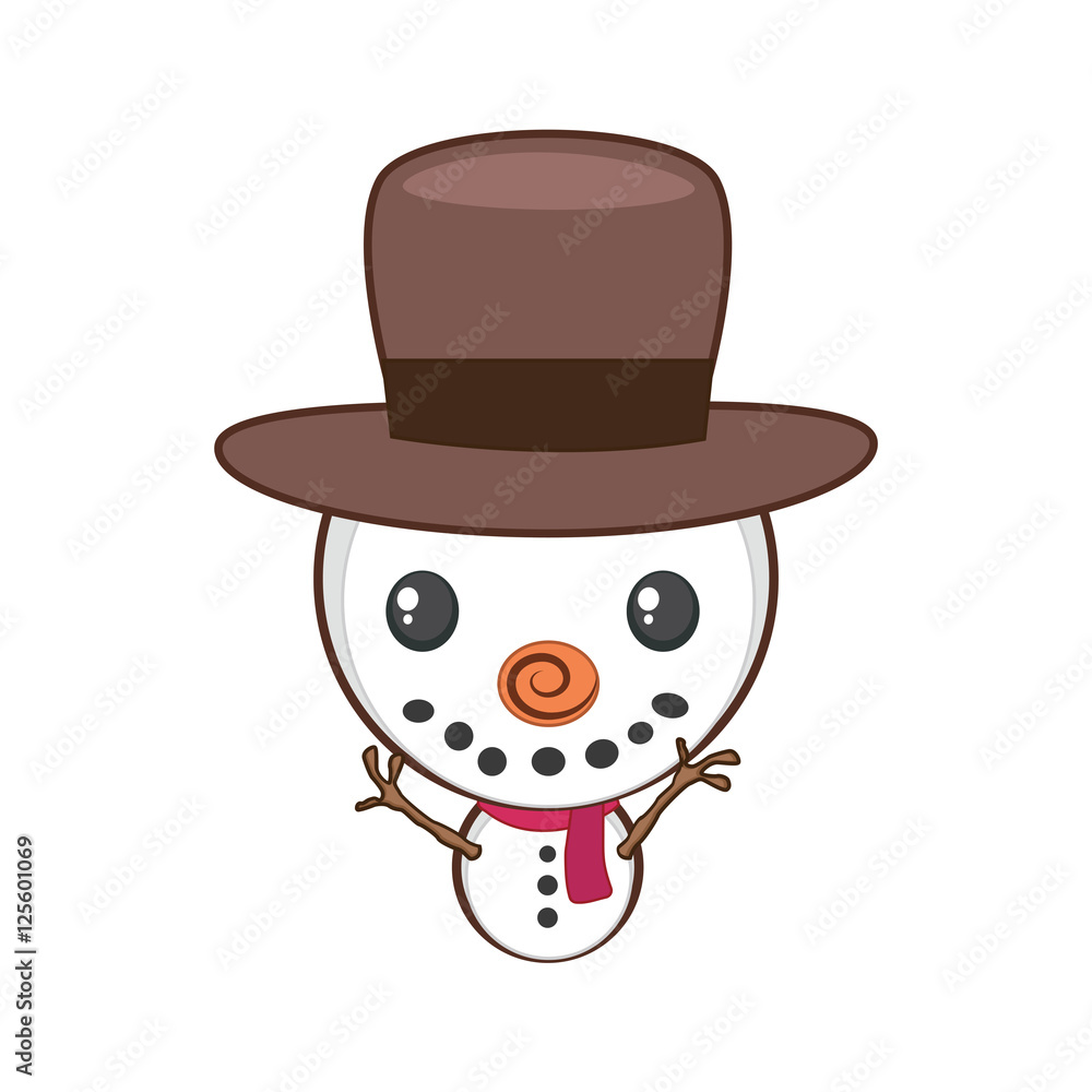 Cute little snowman illustration art in flat color