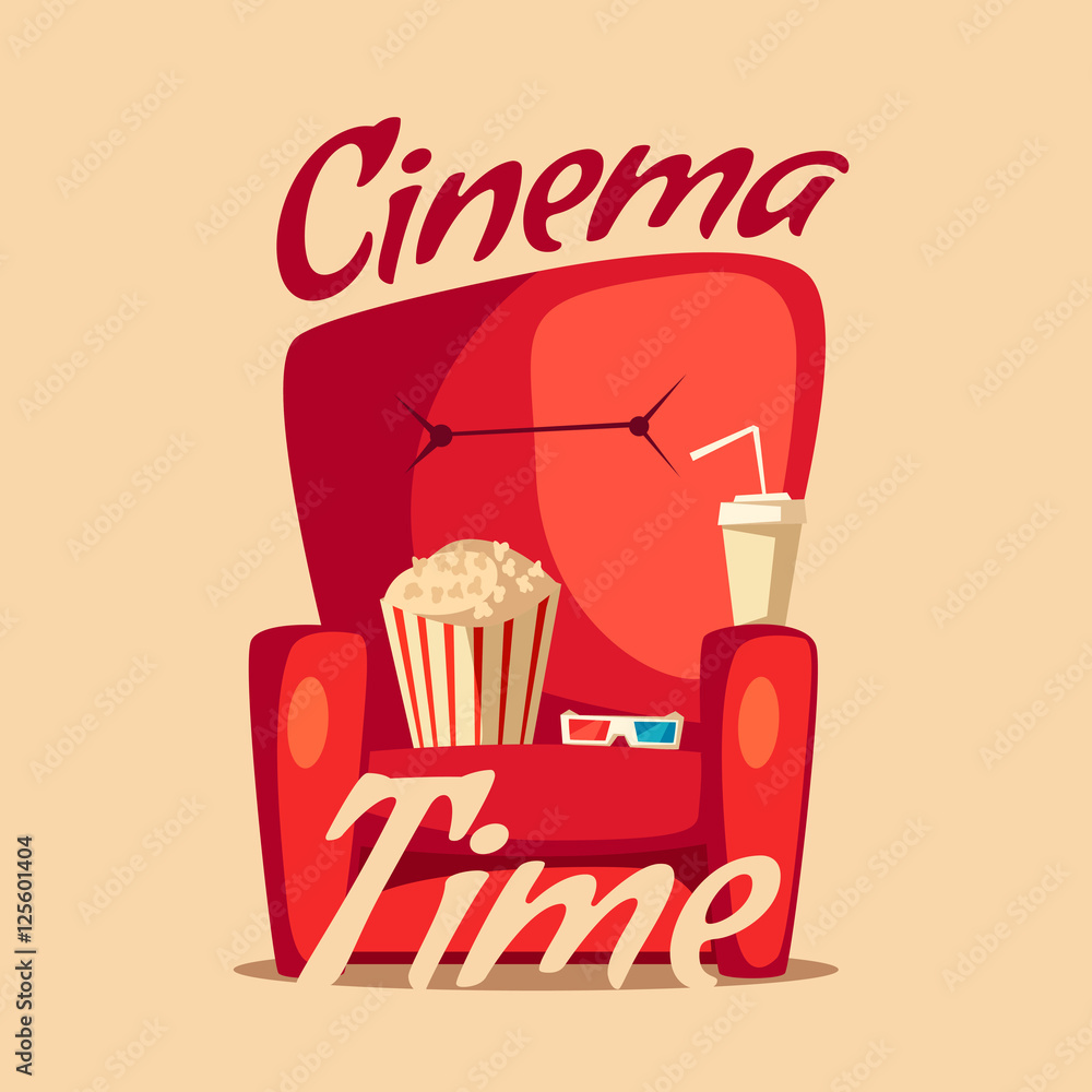 Cinema Time. Home movie watching. Cartoon vector illustration Cinema Time. Home movie watching. Cartoon vector illustration