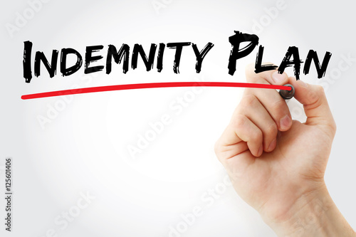 Hand writing Indemnity plan with marker, concept background photo