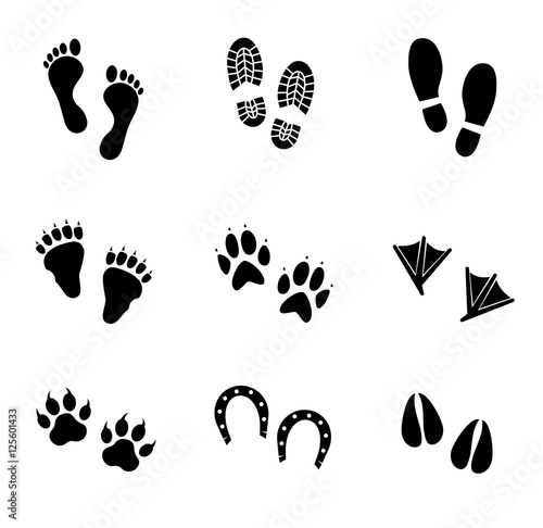 Footprints vector icon set.