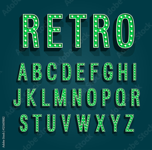 Retro font with light bulbs.