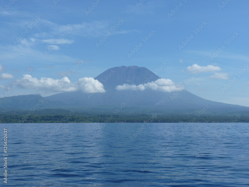 View from the sea of Mount Agung. Bali. Indonesia