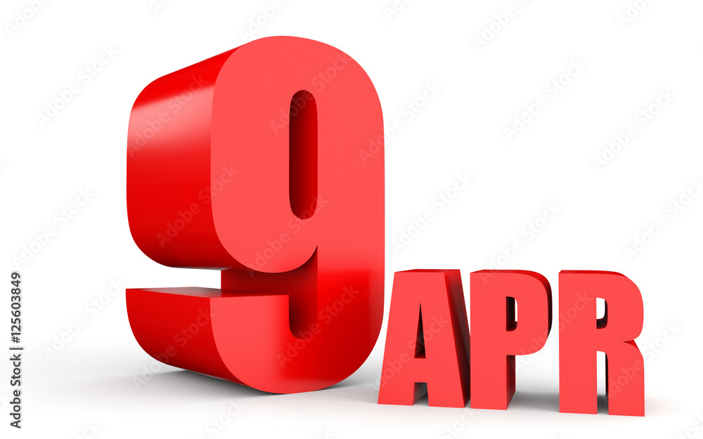 April 9. Text on white background. April 9. Text on white background.