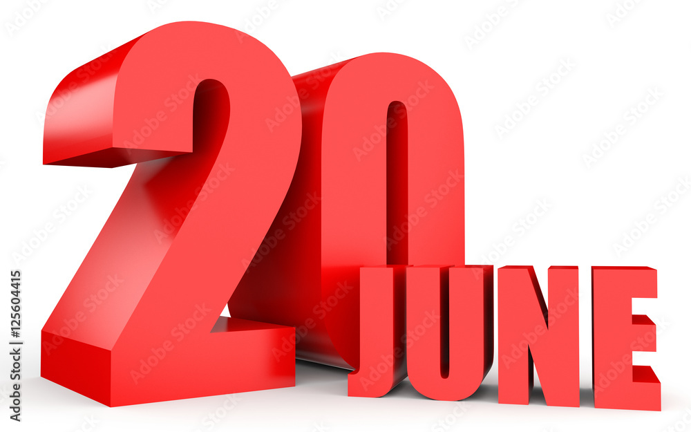 June 20. Text on white background. June 20. Text on white background.