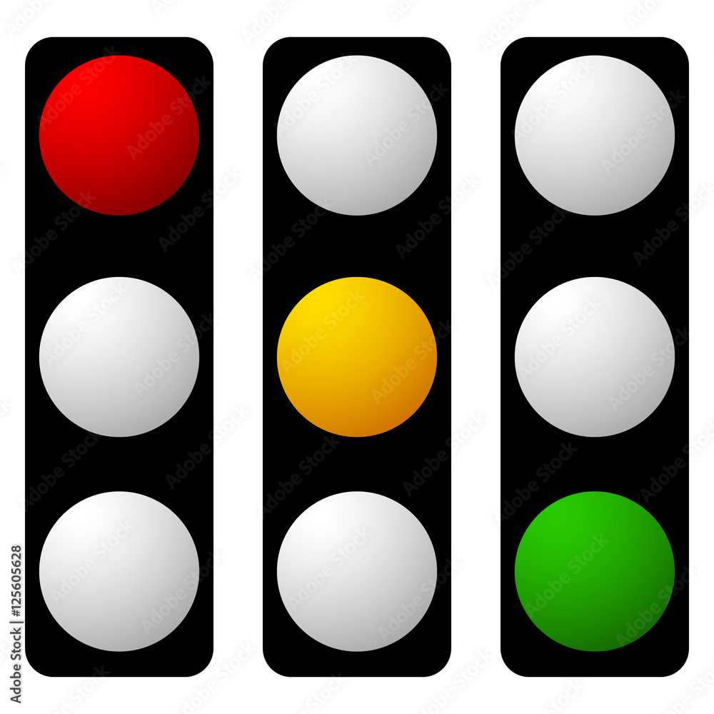 Set of traffic lamp, traffic light, semaphore icons Stock Vector ...