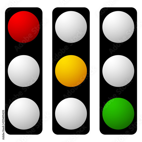Set of traffic lamp, traffic light, semaphore icons