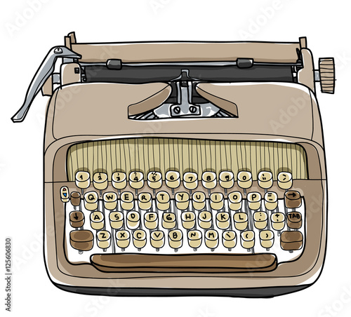 vectot typewriter working portable hand drawn cute illustration