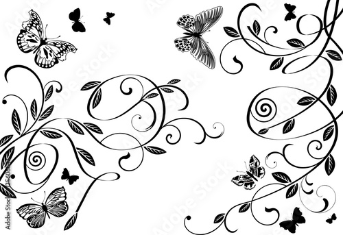 Butterflies and scrolls