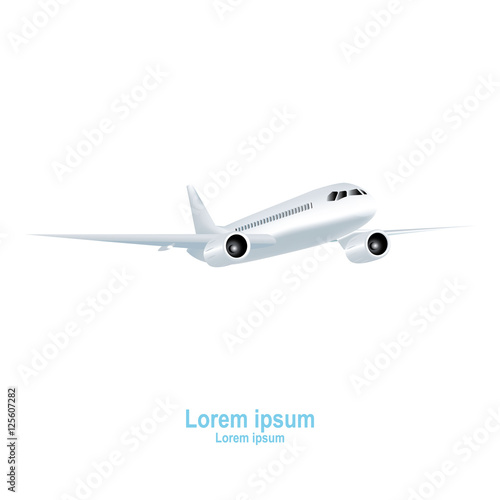 Jet airplane on a white background. Realistic vector illustration.